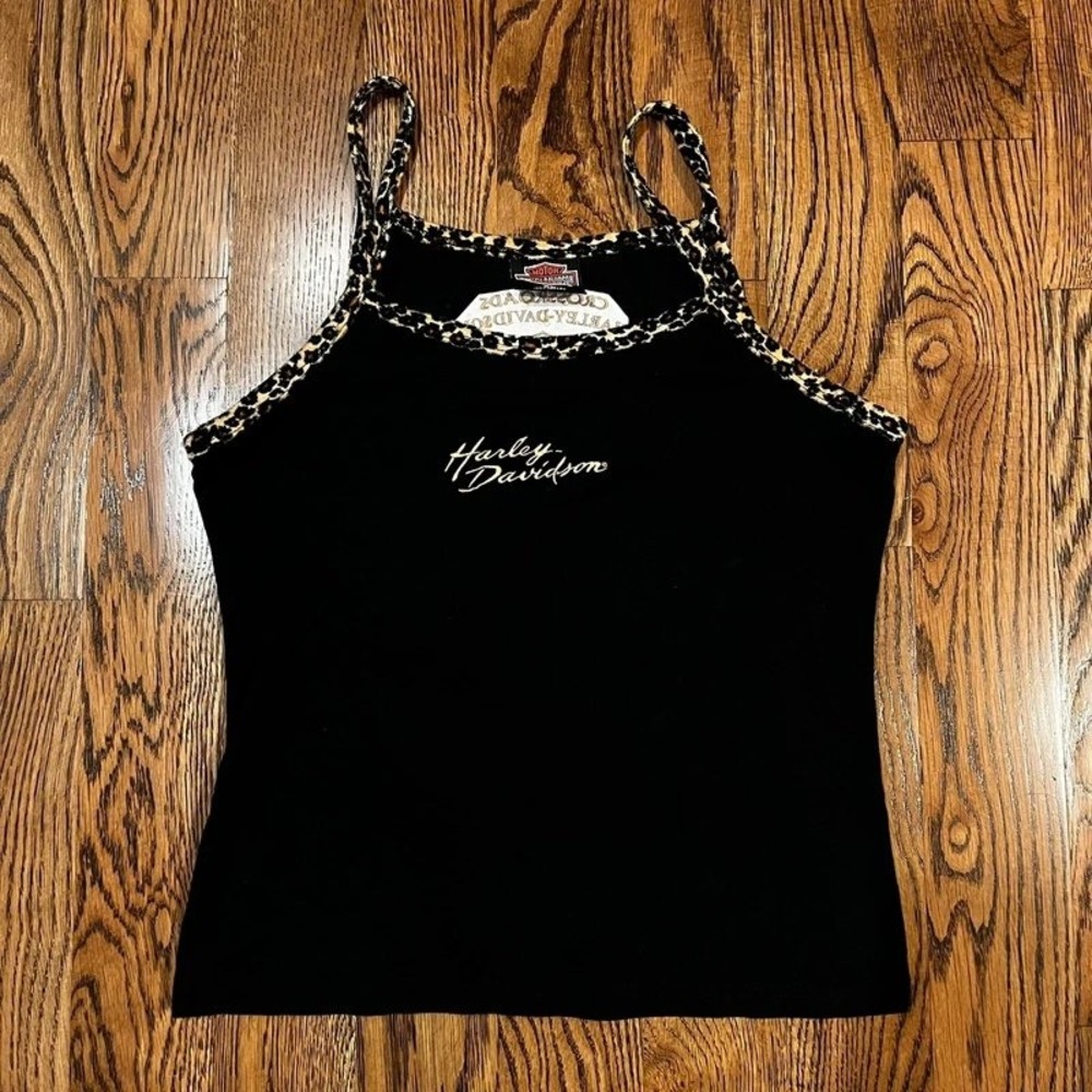 Harley-Davidson Women's XL Black Leopard Trim Tank Top
